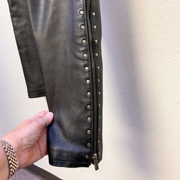 Harley-Davidson Black Leather Motorcycle Pants Size 8/36 - Picture 8 of 8